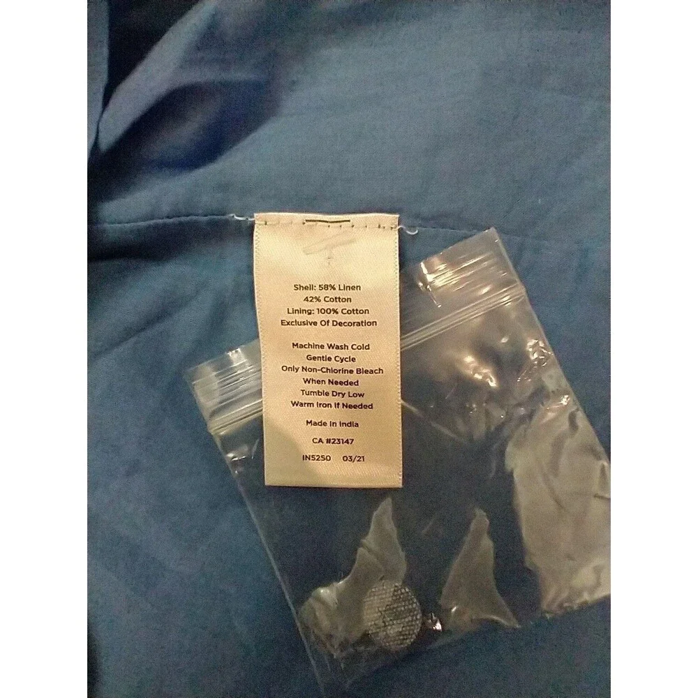 Talbots Linen Embroidered  Knee Length Dress 8p Blue Boho Beachy Cottagecore - Picture 8 of 8